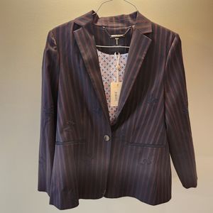 Ted Baker Striped Embroidered Blazer